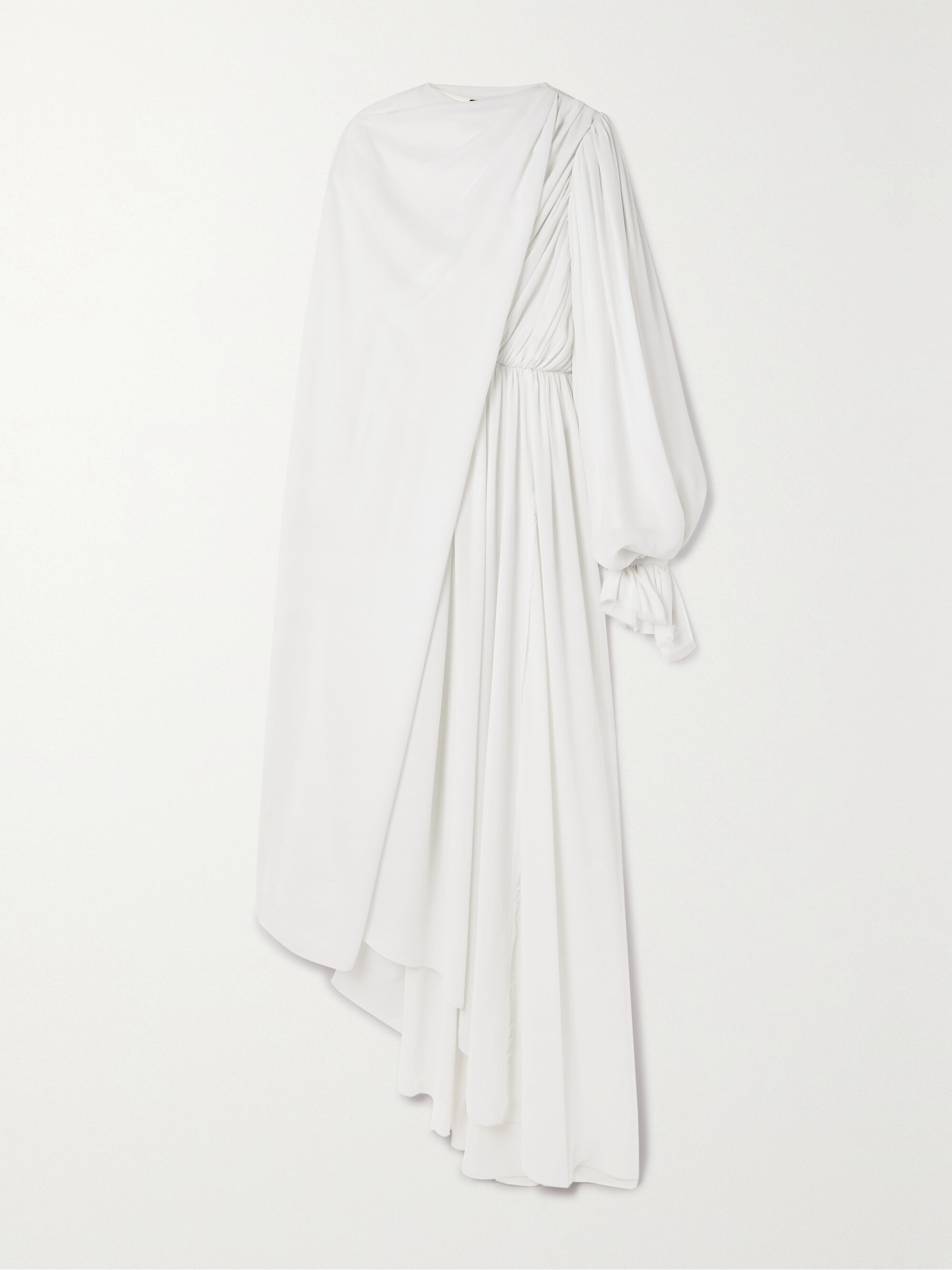 Balenciaga Asymmetric draped cape-effect pleated crepe dress