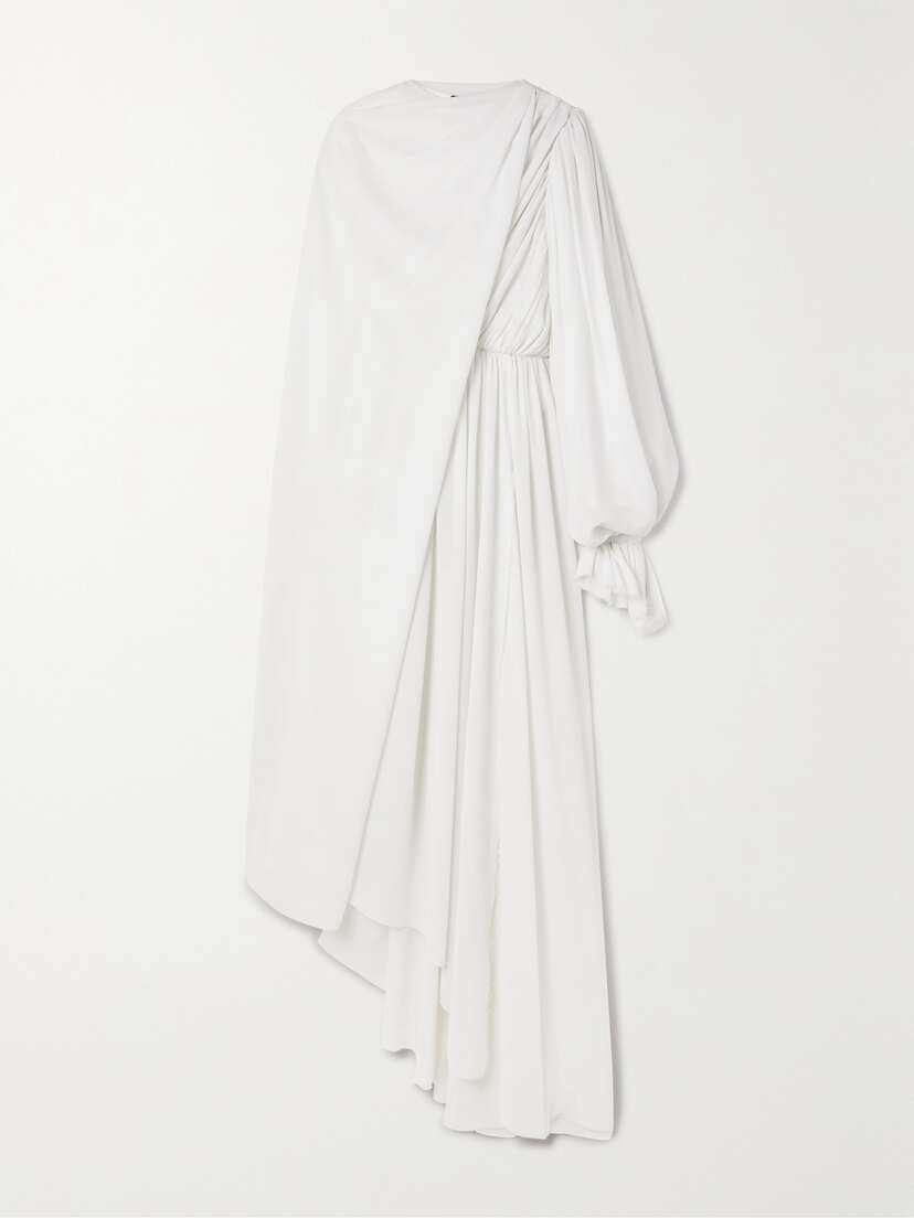 Balenciaga Asymmetric Draped Cape-effect Pleated Crepe Dress