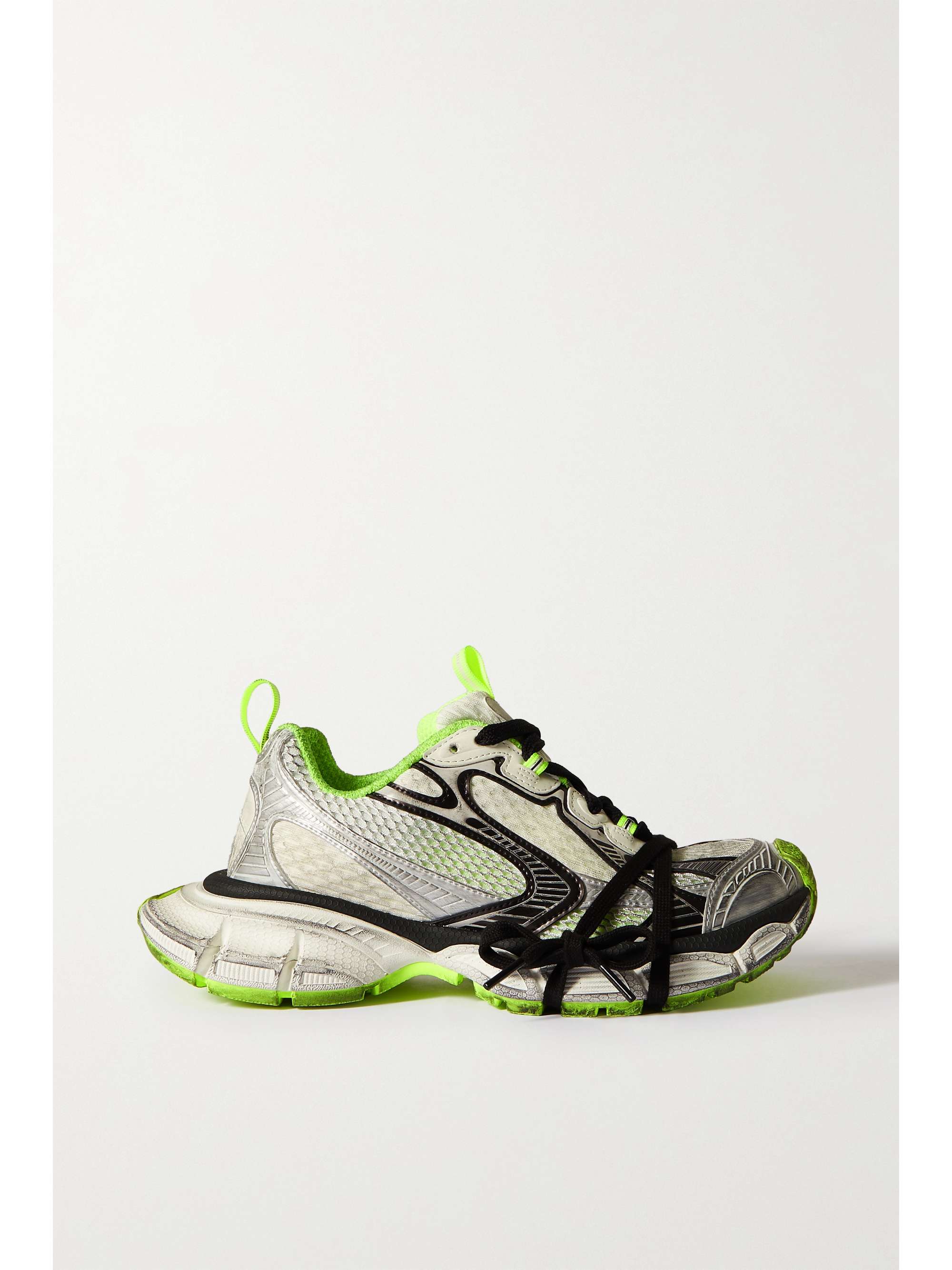 BALENCIAGA 3XL distressed mesh and rubber sneakers | NET-A-PORTER