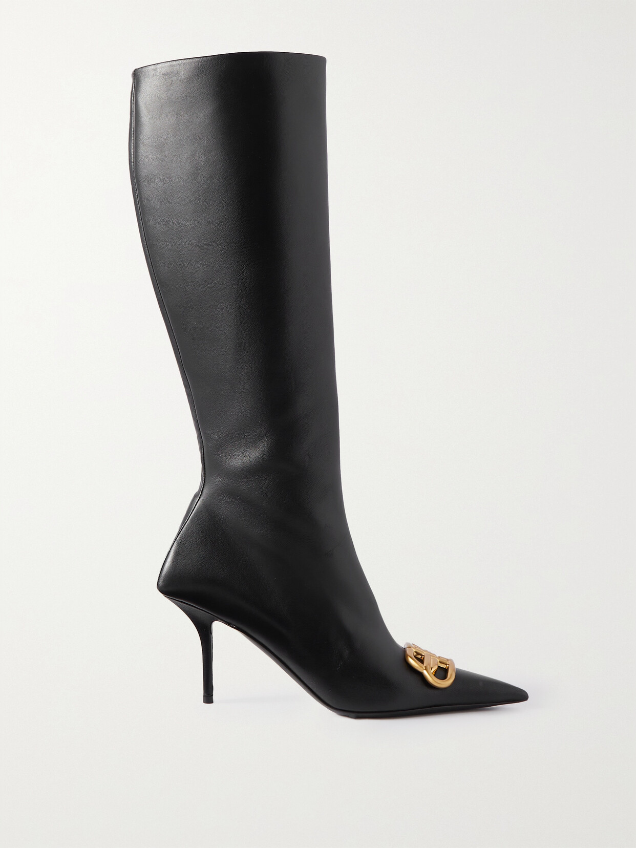 Balenciaga Embellished Leather Knee Boots In Black