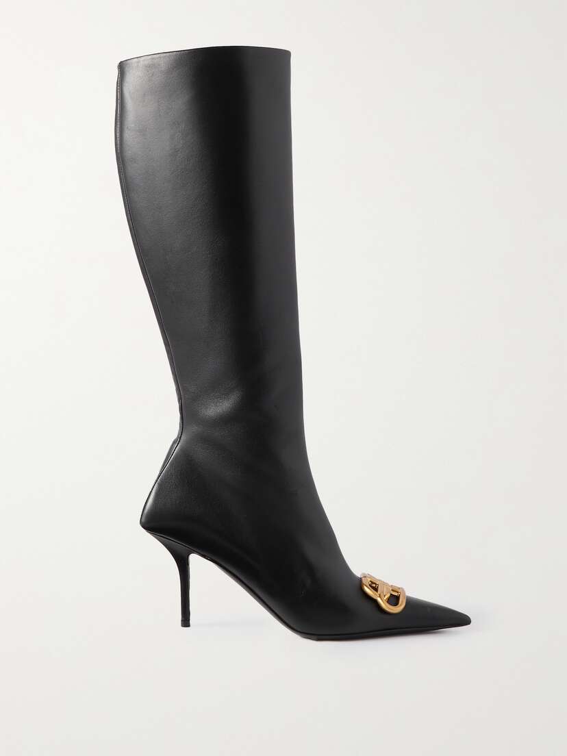 Balenciaga Embellished Leather Knee Boots