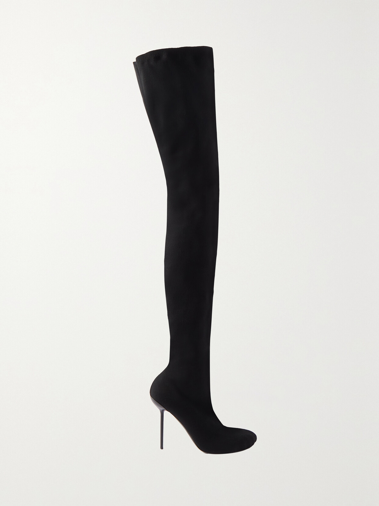 Shop Balenciaga Anatomic Stretch-knit Thigh Boots In Black