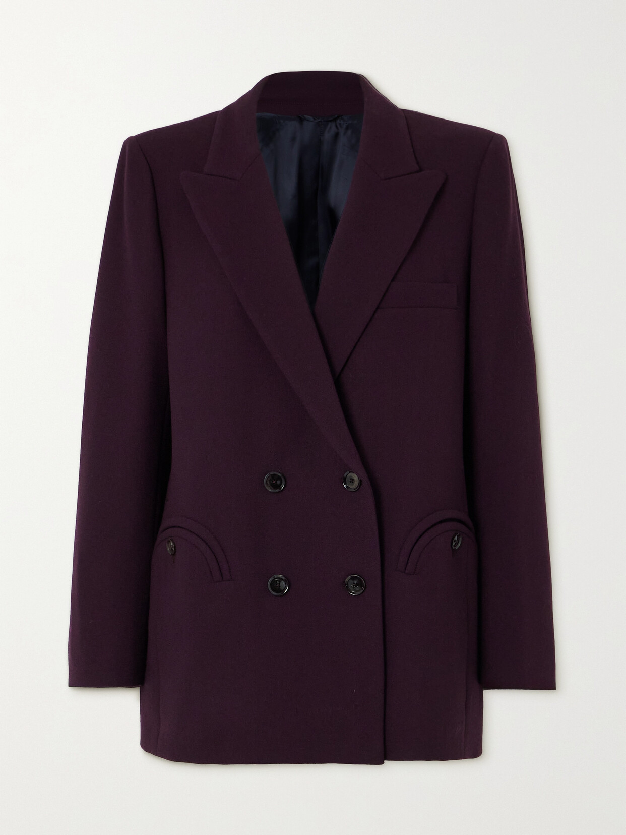 Blazé Milano Everyday Double-breasted Wool-crepe Blazer In Burgundy