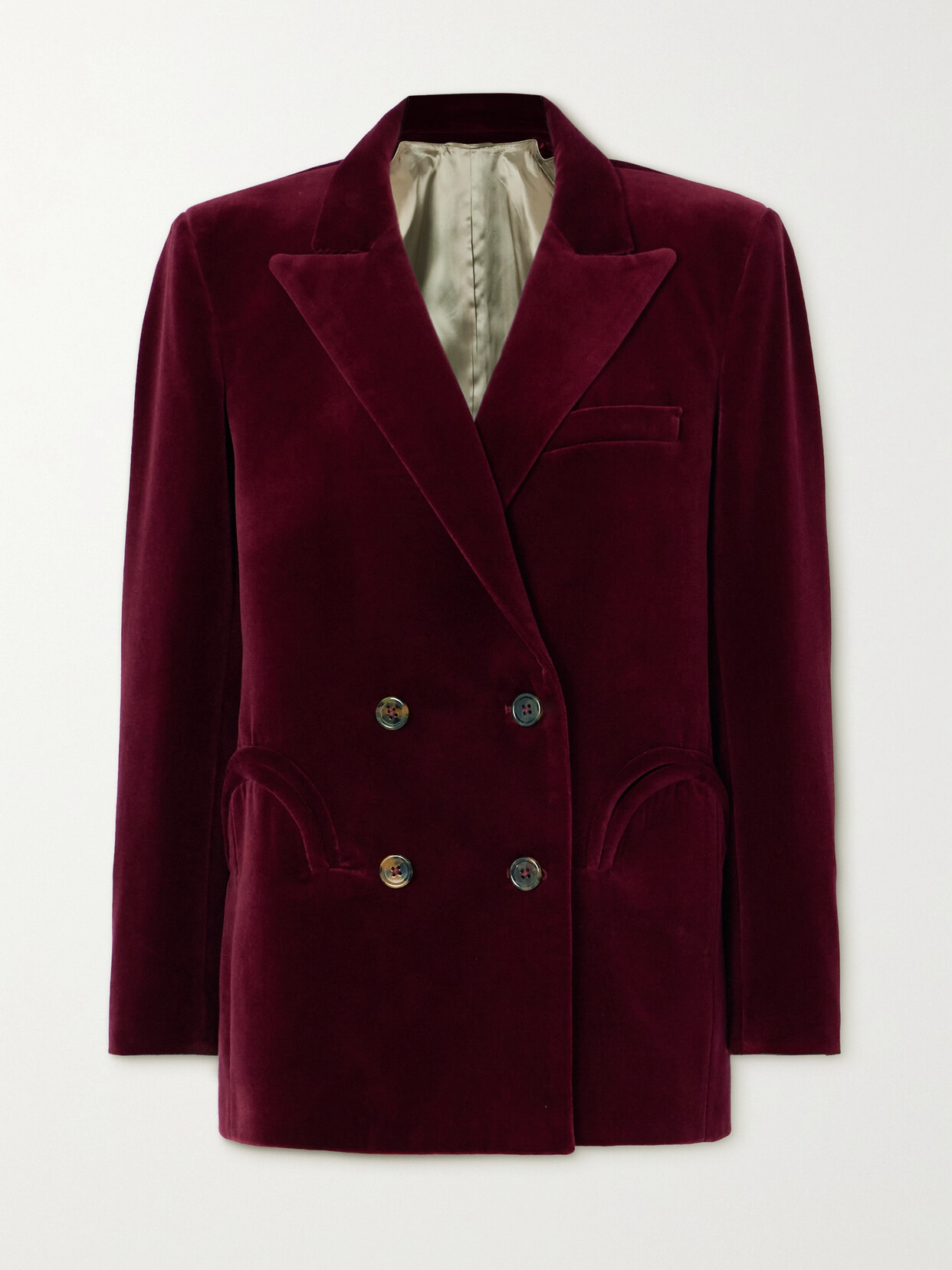 Blazé Milano Everynight Double-breasted Cotton-velvet Blazer In Burgundy