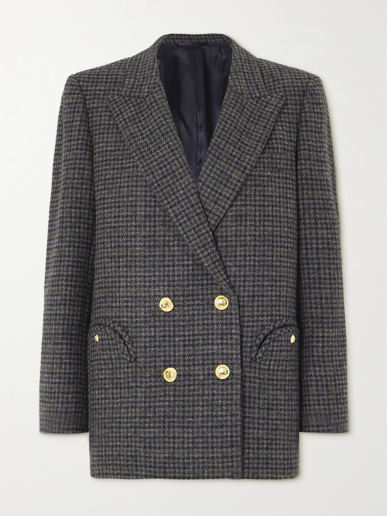 Blazé Milano - Everynight Double-breasted Checked Wool Blazer - Blue