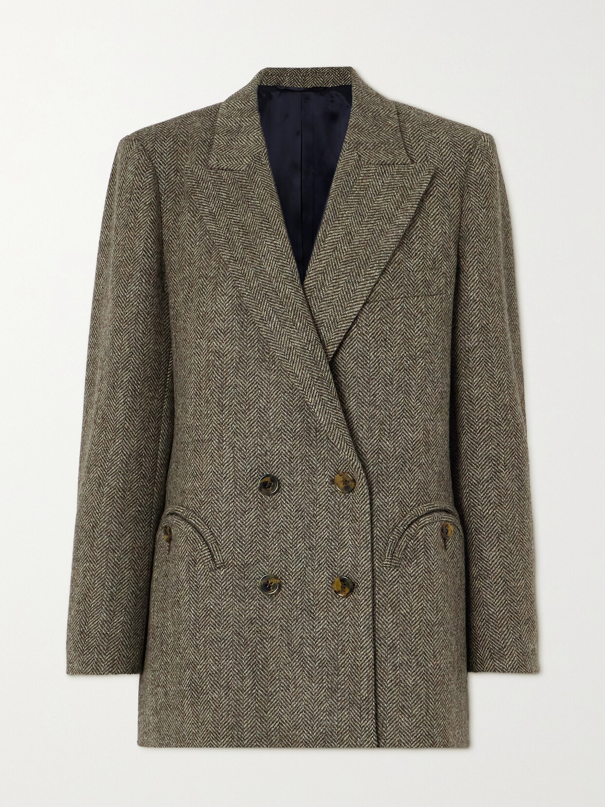 Blazé Milano - Everynight Double-breasted Herringbone Wool-tweed Blazer - Gray