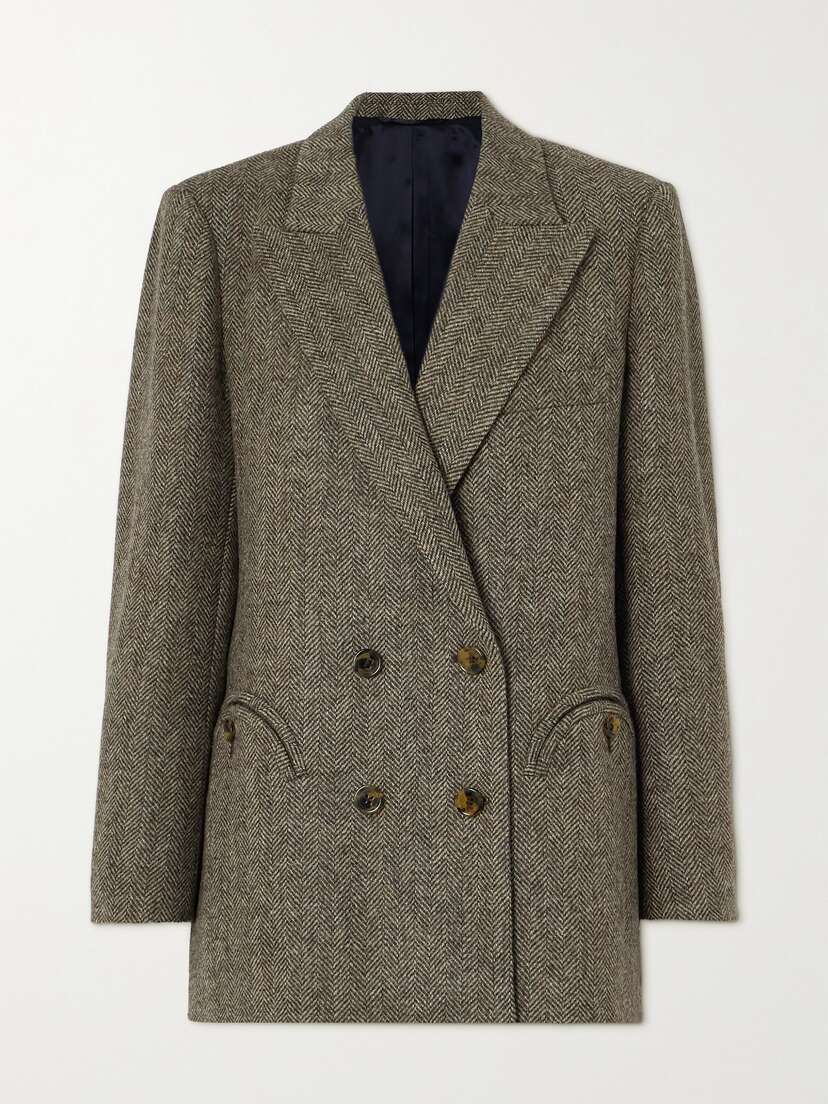 Blazé Milano Everynight Double-breasted Herringbone Wool-tweed Blazer