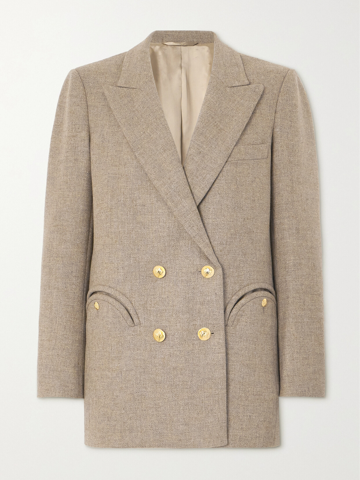 Blazé Milano Everyday Double-breasted Wool Blazer In Ivory