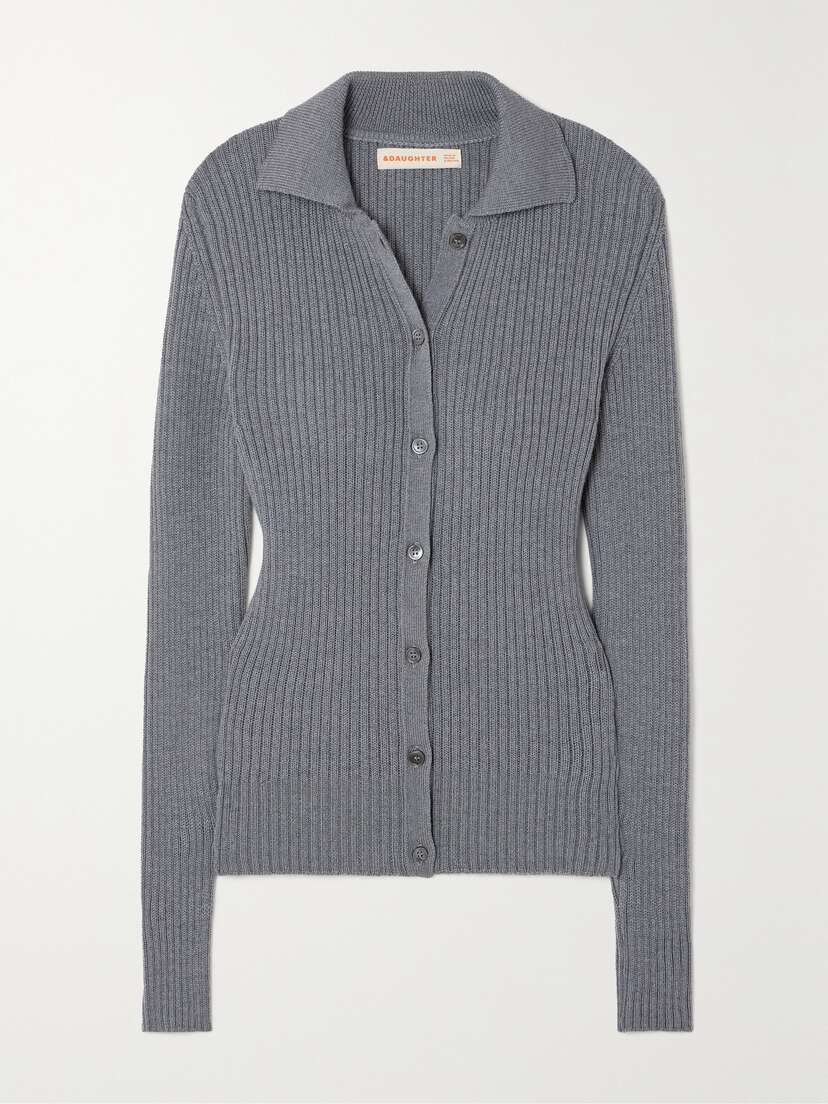 &Daughter Ena Ribbed-knit Wool Cardigan