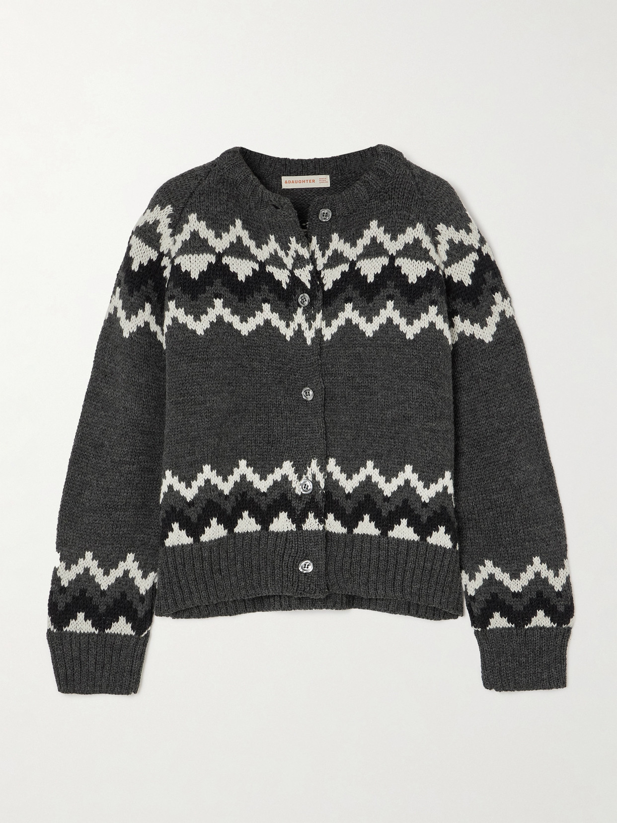 &Daughter - Jacquard-knit Wool Cardigan - Gray