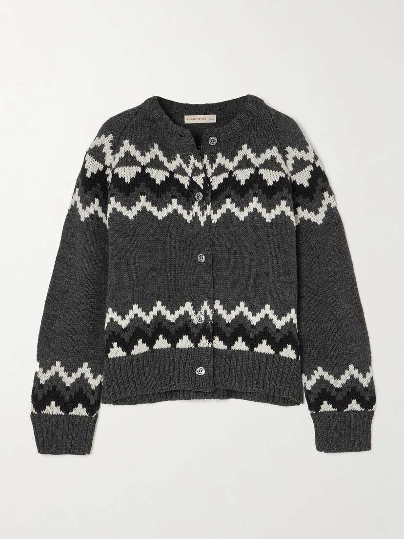 &Daughter Jacquard-knit Wool Cardigan - x large