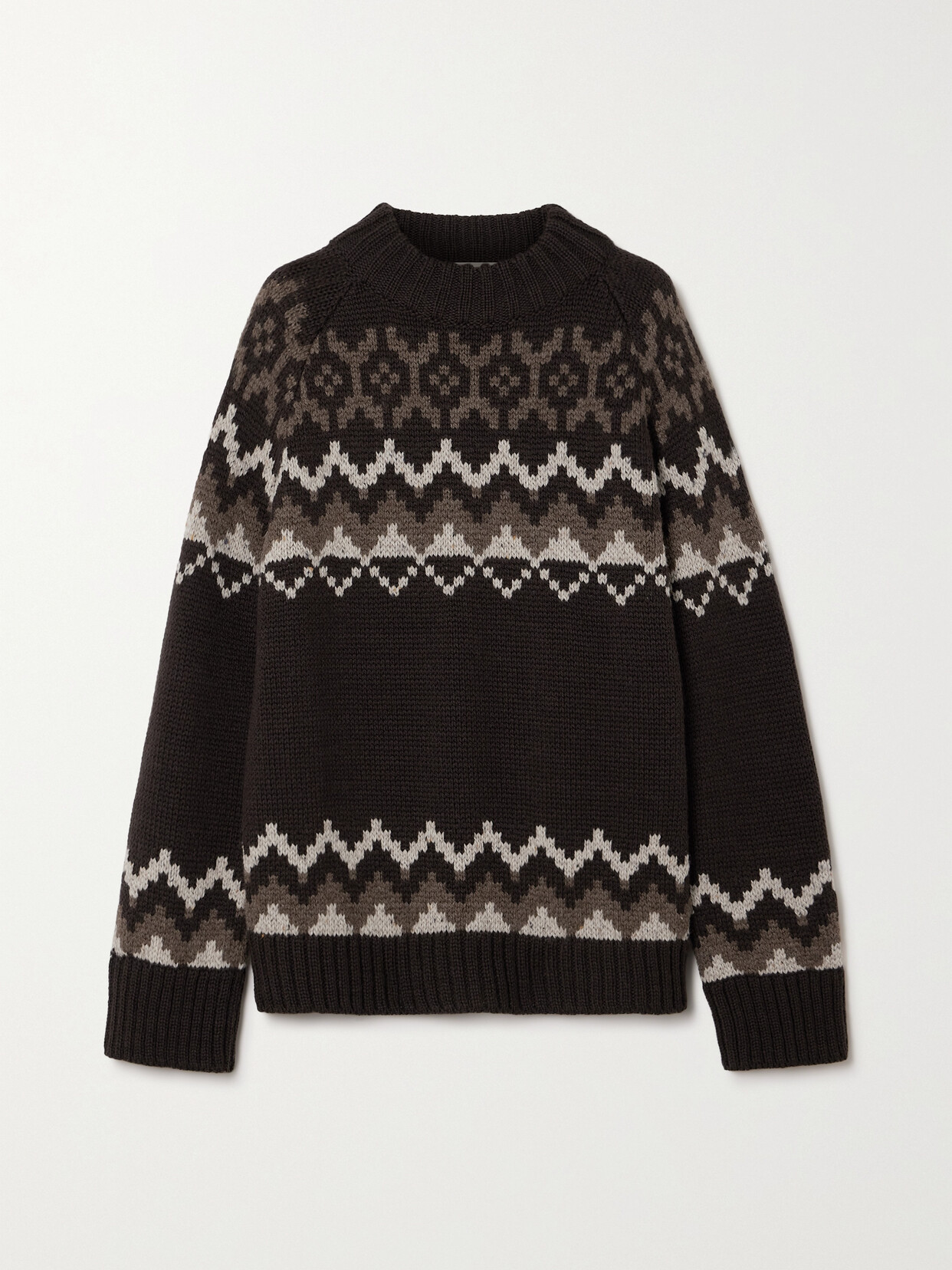 Daughter Bansha Fair Isle Wool Jumper In Brown