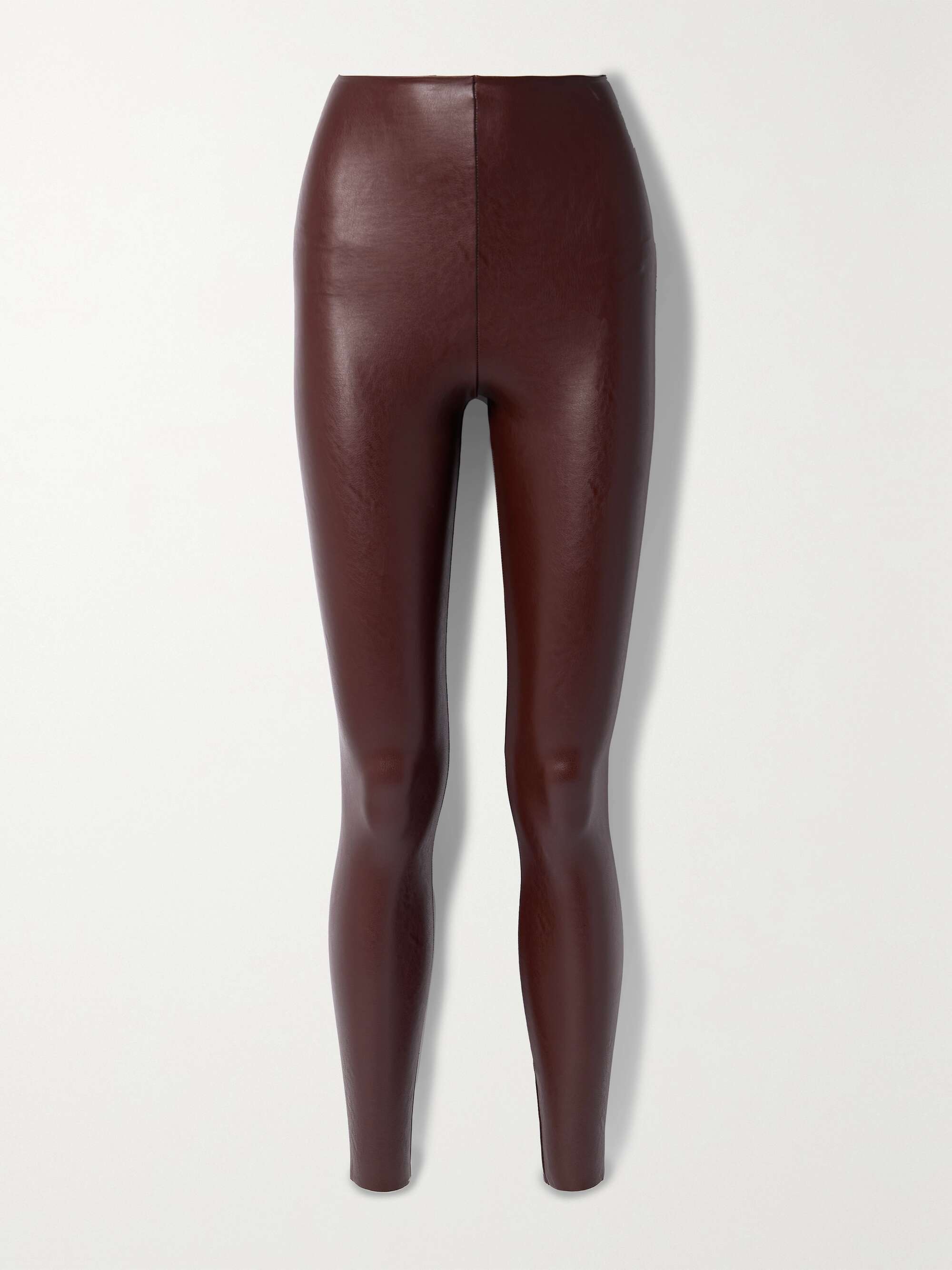 Faux stretch-leather leggings