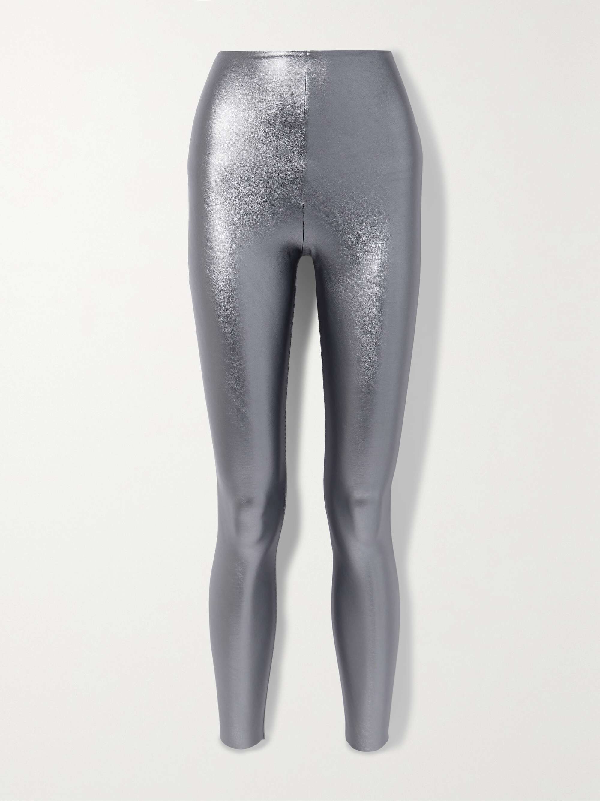 COMMANDO Metallic faux stretch-leather leggings