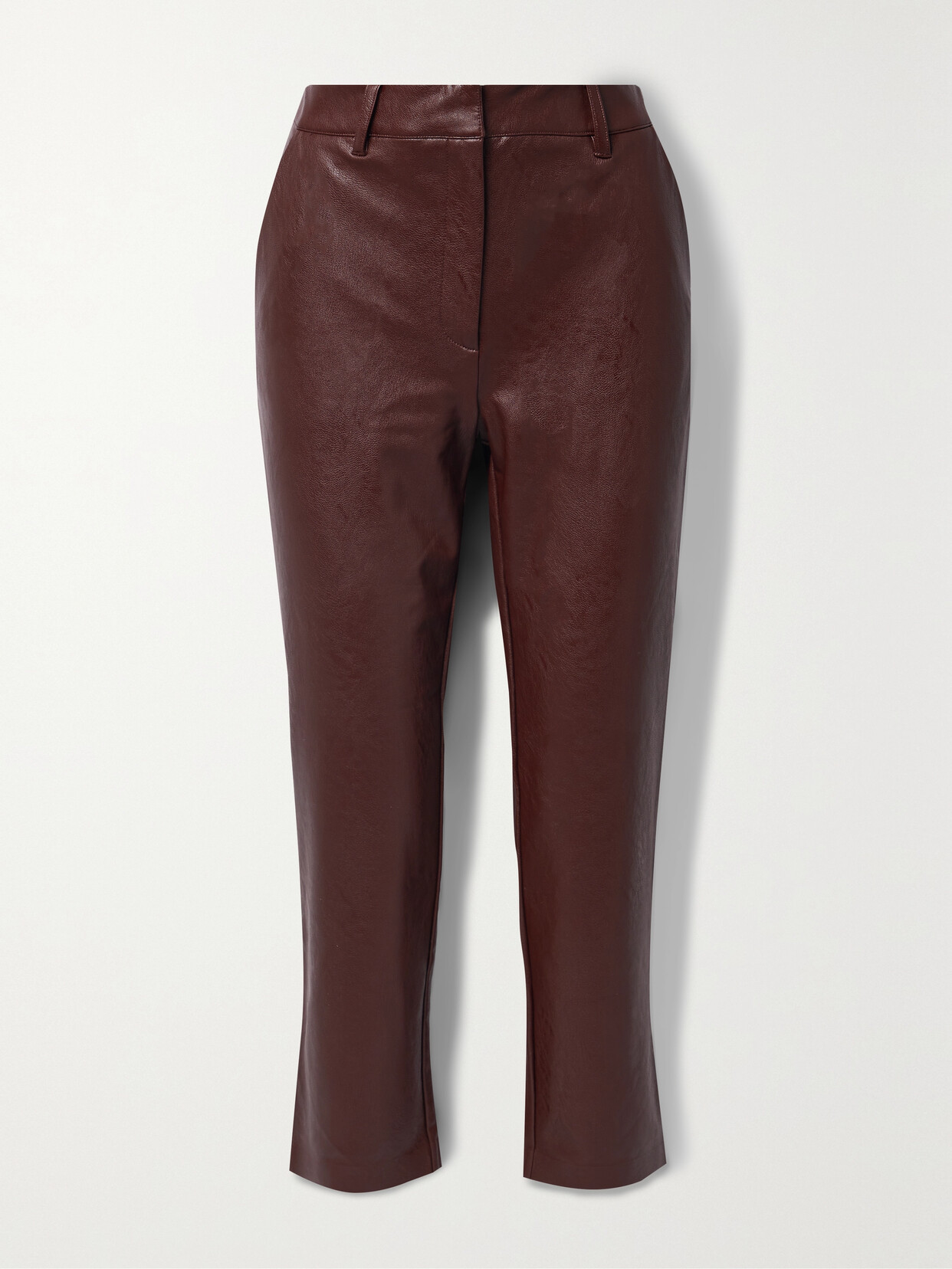 Shop Commando Cropped Faux Leather Straight-leg Pants In Burgundy