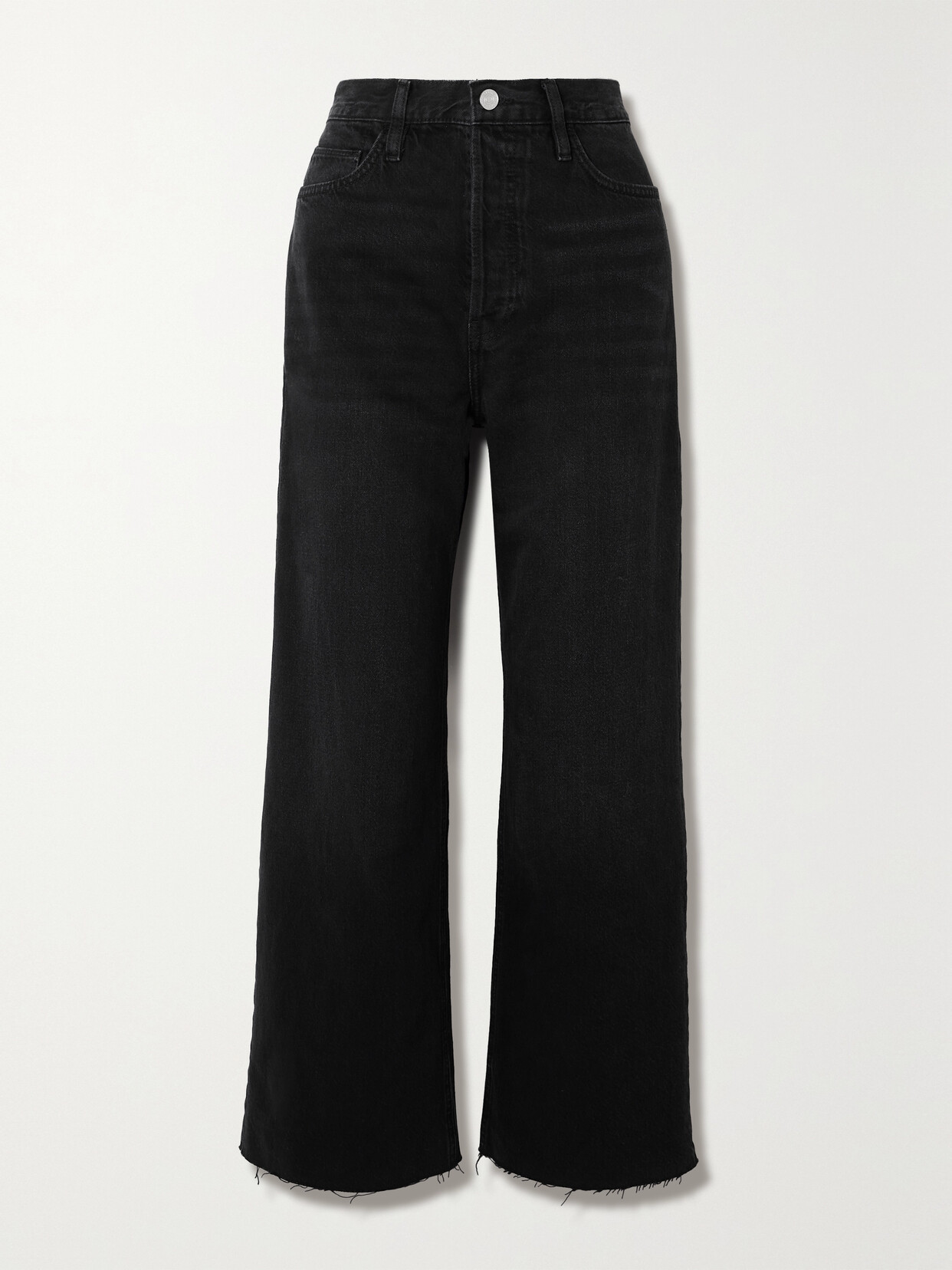 Frame Le Low Baggy Frayed Wide-leg Jeans In Black