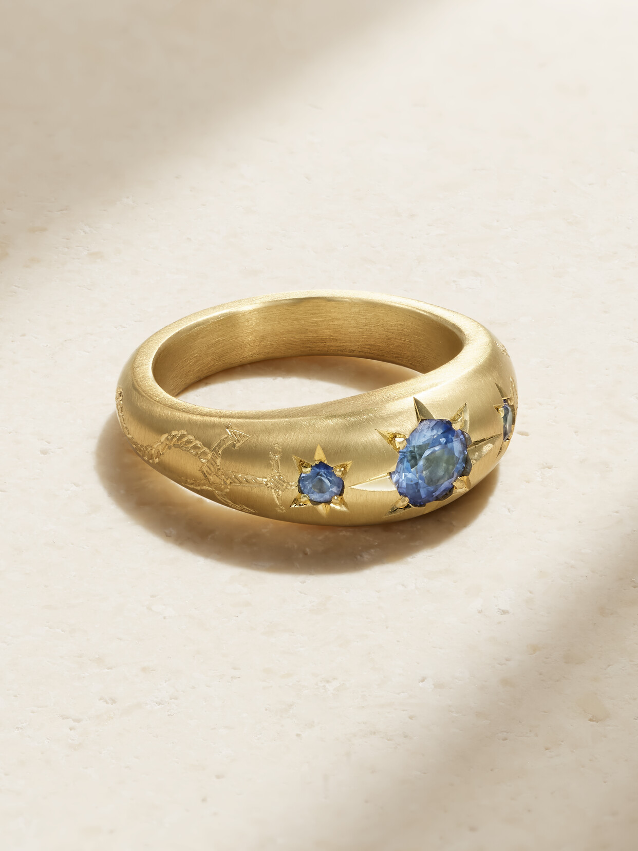 CECE JEWELLERY ANCHORED FOREVER 18-KARAT RECYCLED GOLD SAPPHIRE RING