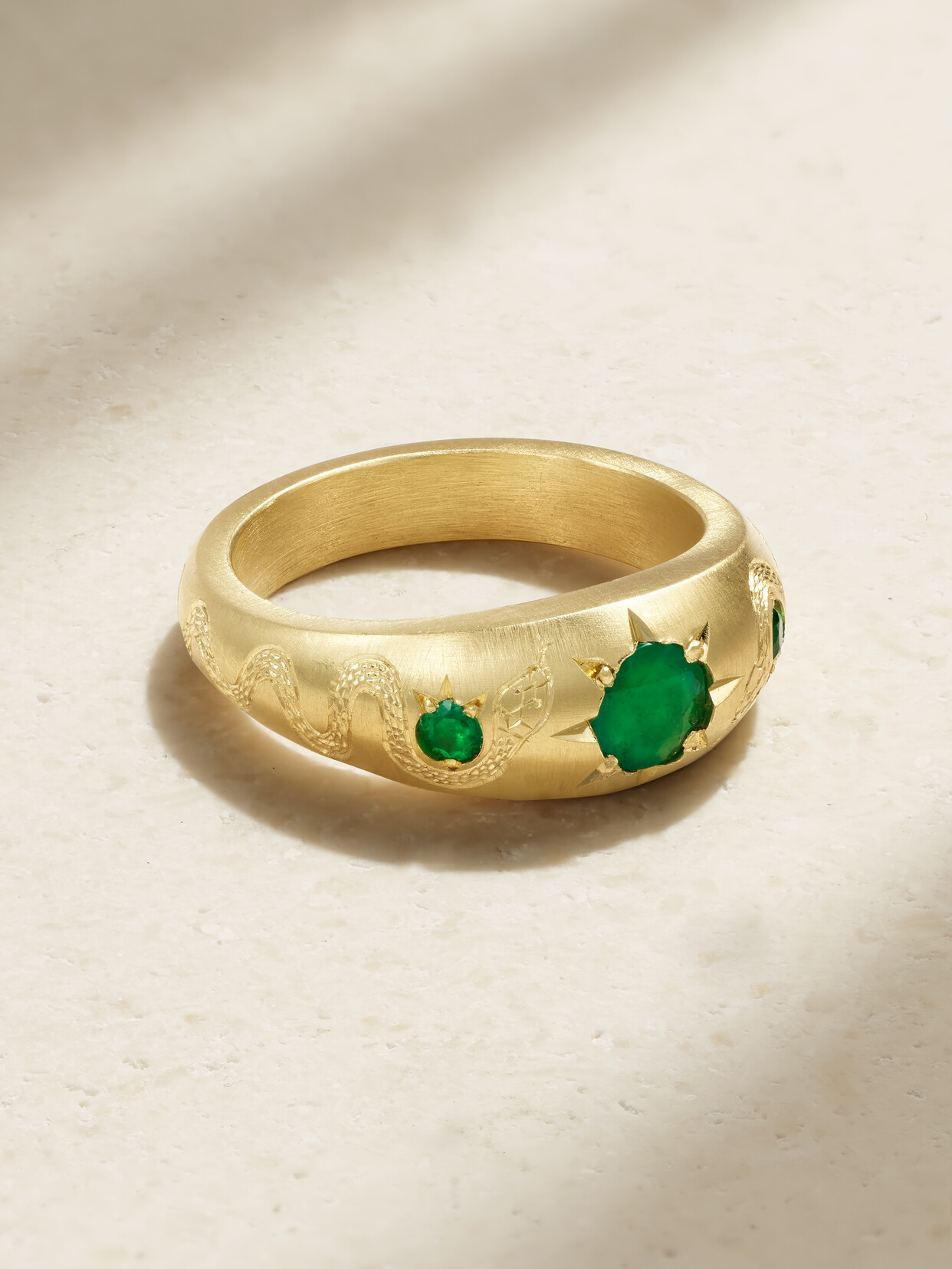 Cece Jewellery Eternal Snake 18-karat Recycled  Emerald Ring