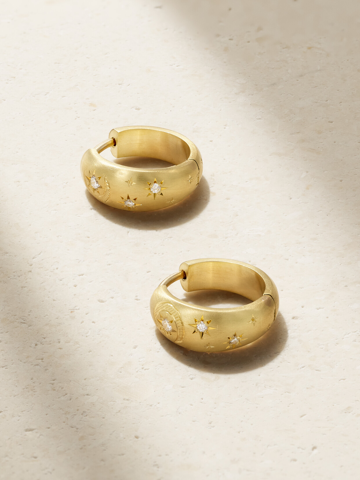 Cece Jewellery Crescent Moon 18-karat Recycled  Diamond Hoop Earrings