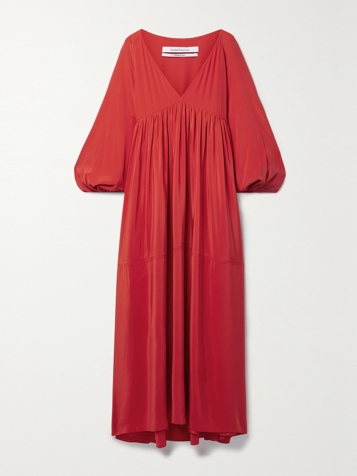 Another Tomorrow - Gathered Silk Crepe De Chine Maxi Dress - IT42