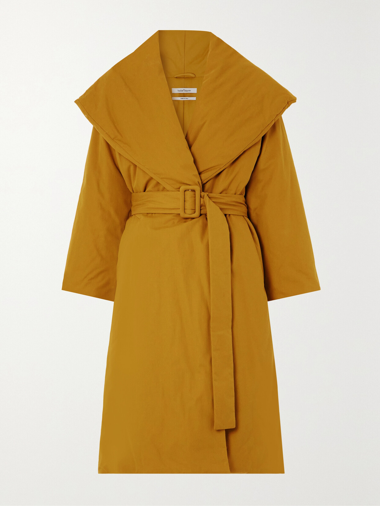 Another Tomorrow + Net Sustain Belted Padded Organic Cotton Coat - Gold