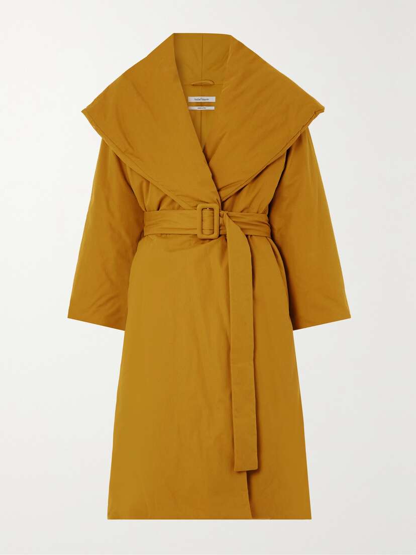 Another Tomorrow + Net Sustain Belted Padded Organic Cotton Coat