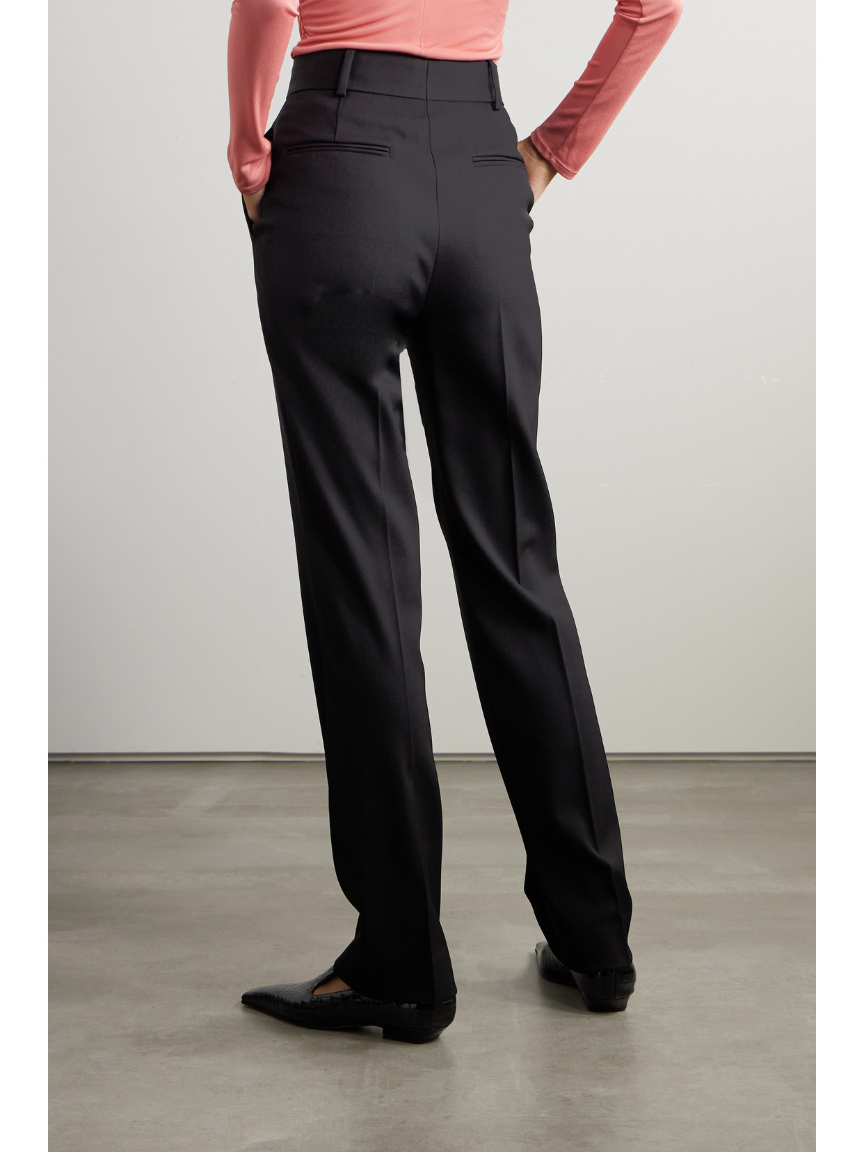 Another Tomorrow + Net Sustain Stretch-wool Twill Straight-leg Pants In Black