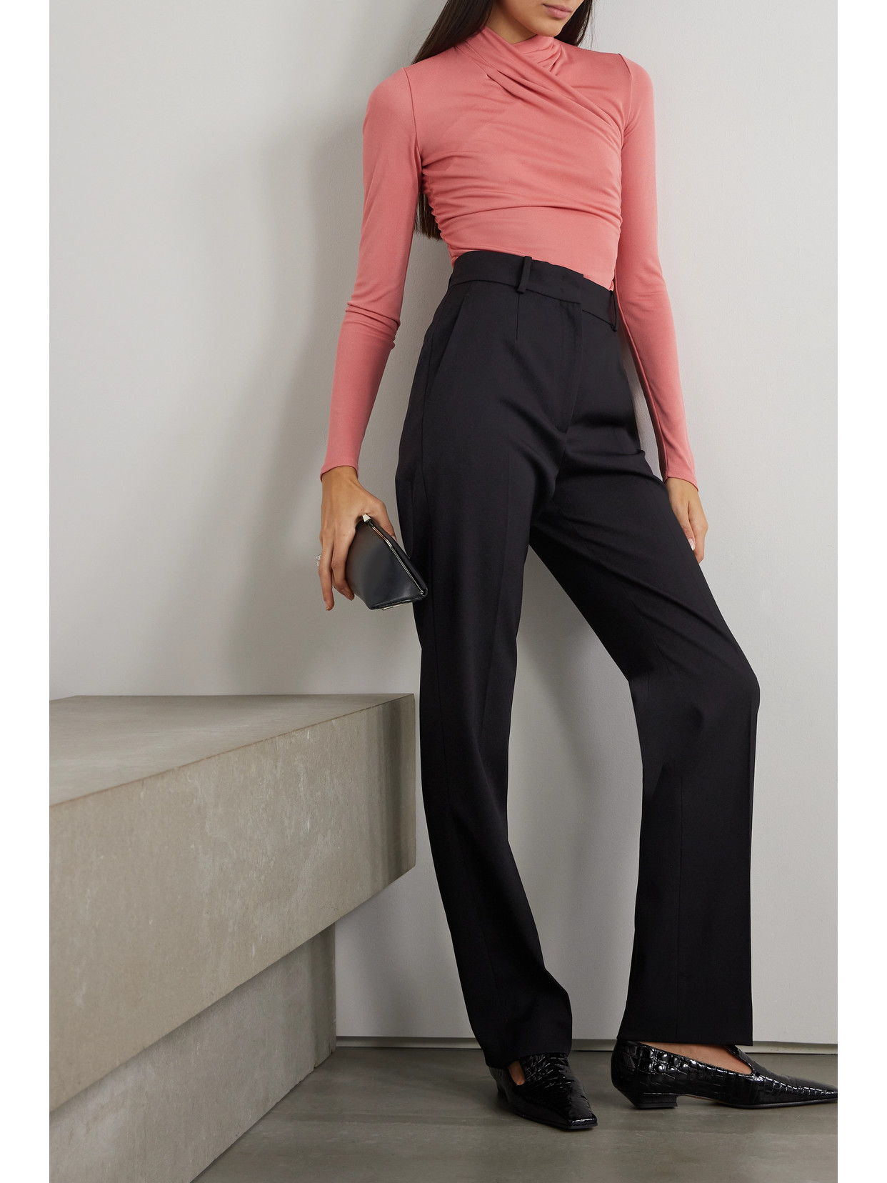 Another Tomorrow + Net Sustain Stretch-wool Twill Straight-leg Pants In Black