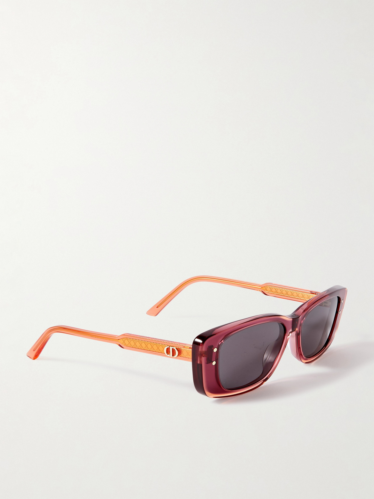 Shop Dior Highlight S21 Rectangular-frame Acetate Sunglasses In Burgundy