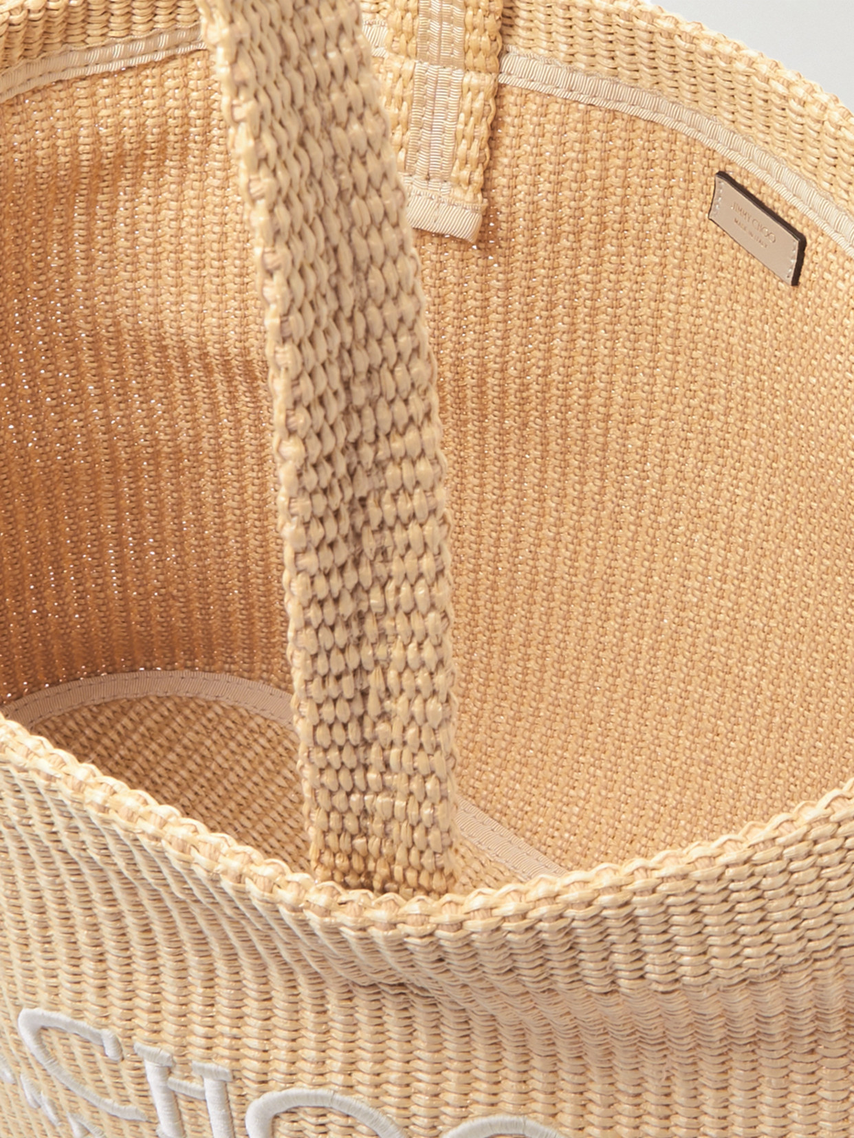 Avenue Logo-Embroidered Woven Raffia Tote