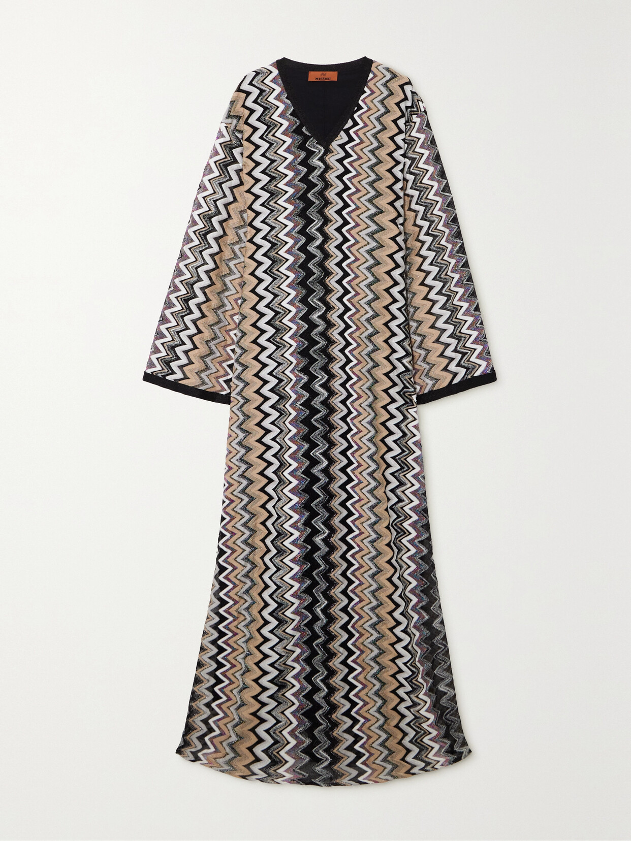 Missoni Striped Metallic Crochet-knit Kaftan In Multi