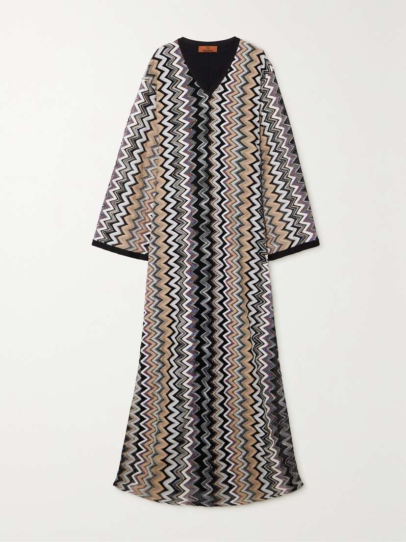 Missoni Striped Metallic Crochet-knit Kaftan - x large