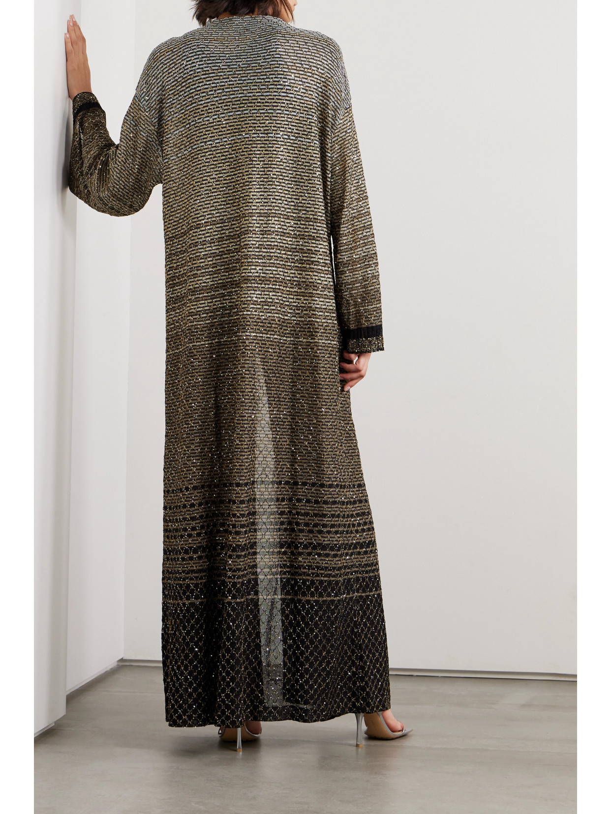 Missoni Sequined Striped Metallic Crochet-knit Cardigan In Multi