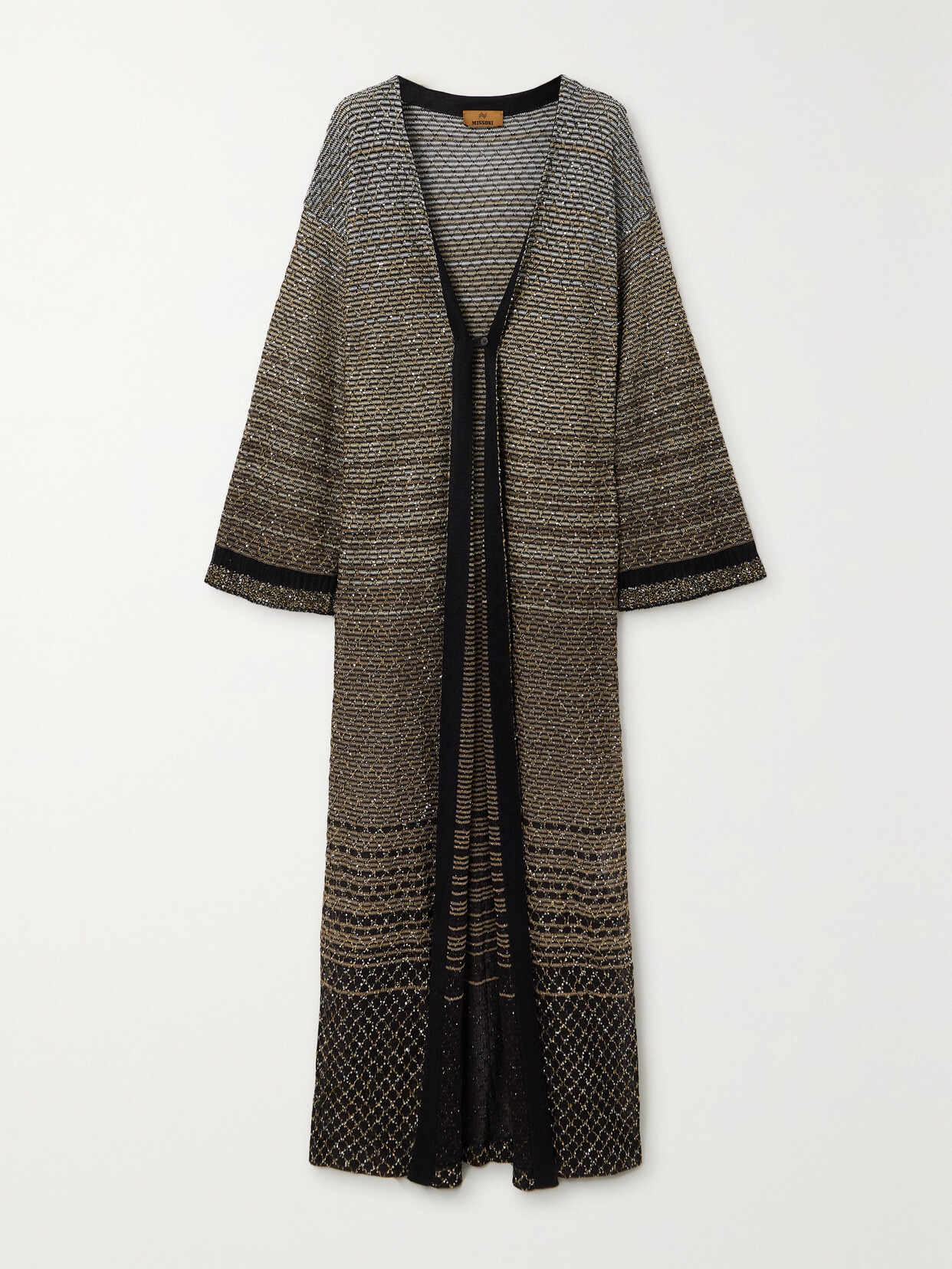 Missoni Sequined Striped Metallic Crochet-knit Cardigan In Multi