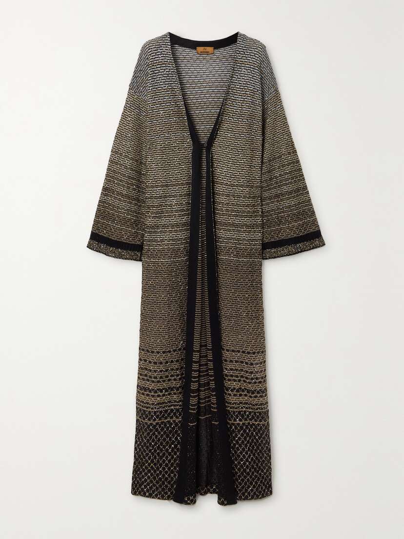 Missoni Sequined Striped Metallic Crochet-knit Cardigan