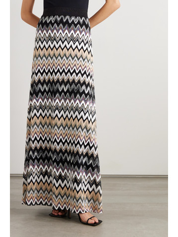 Missoni Striped metallic crochet-knit maxi skirt