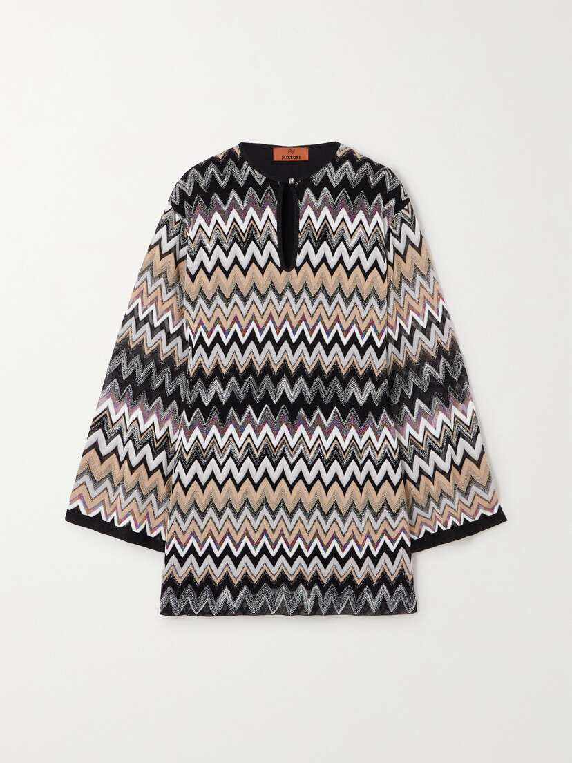 Missoni Striped Metallic Crochet-knit Top