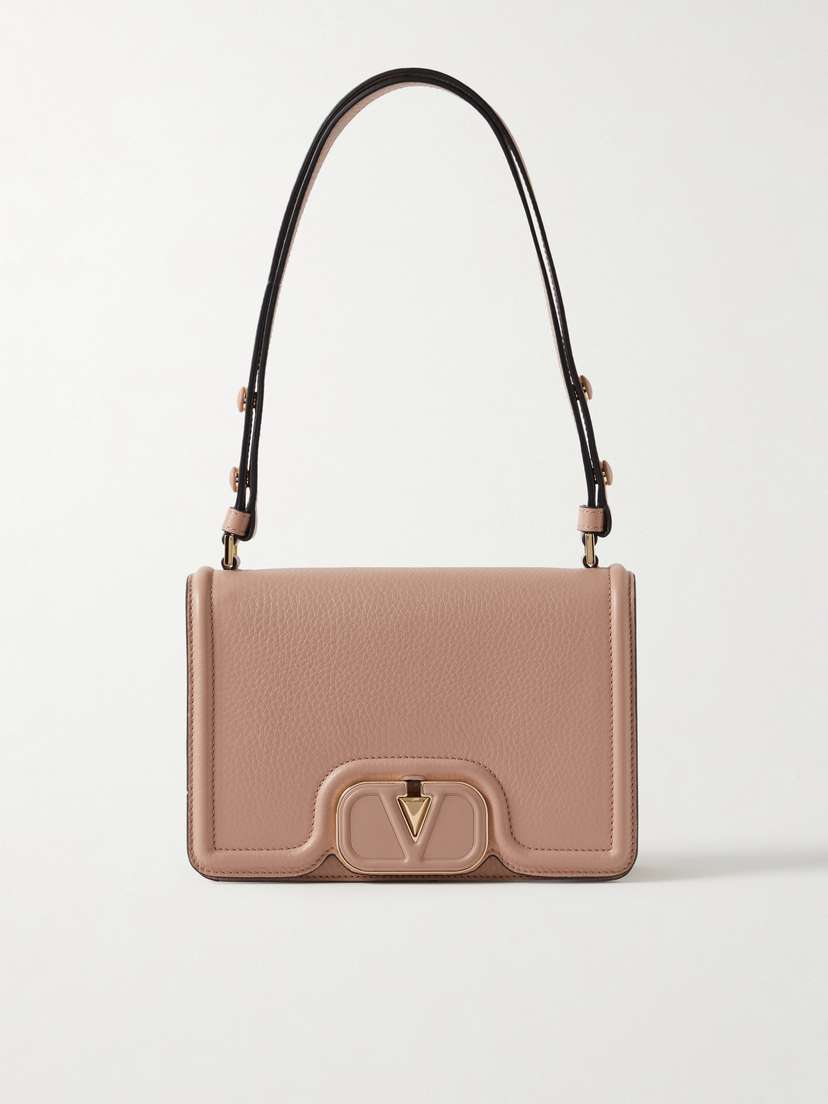 Valentino Garavani Vlogo Small Embellished Textured-leather Shoulder Bag