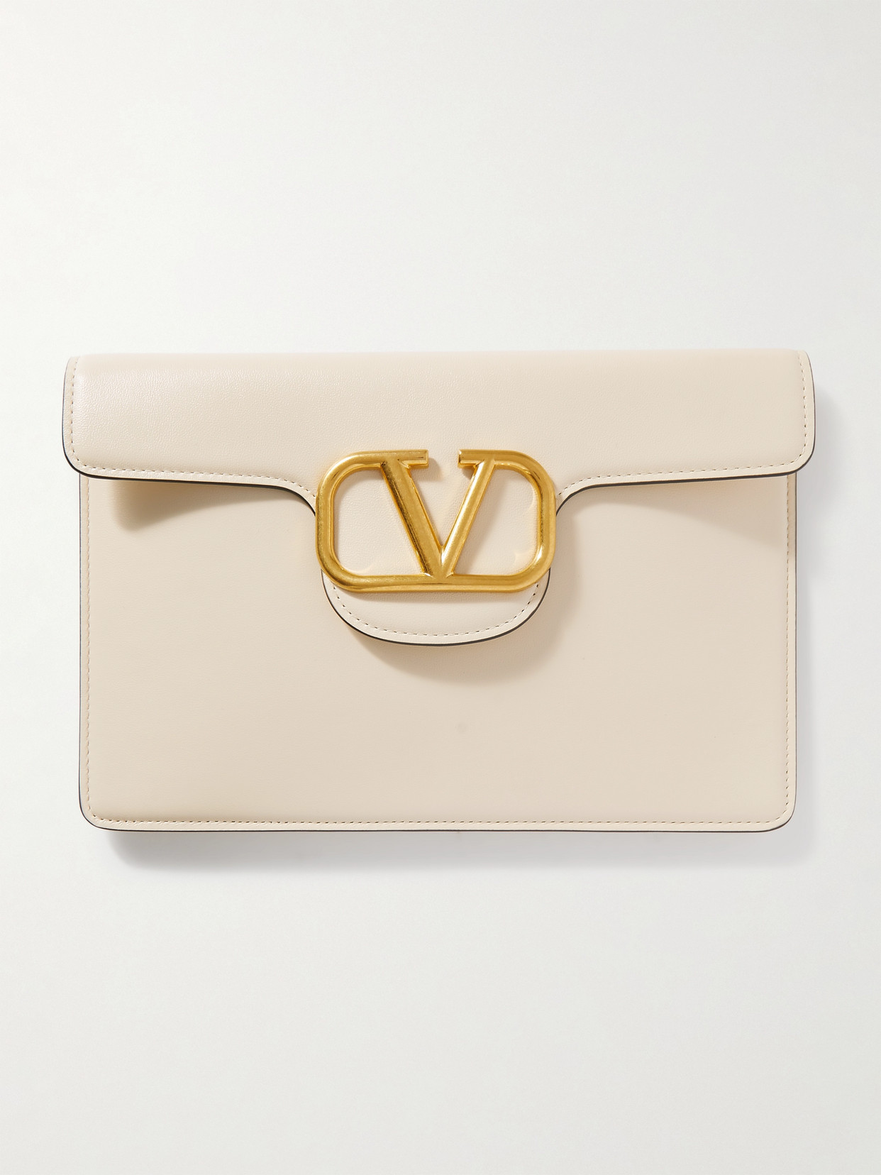 Valentino Garavani Women's Locò Calfskin Clutch Bag In Light Ivory