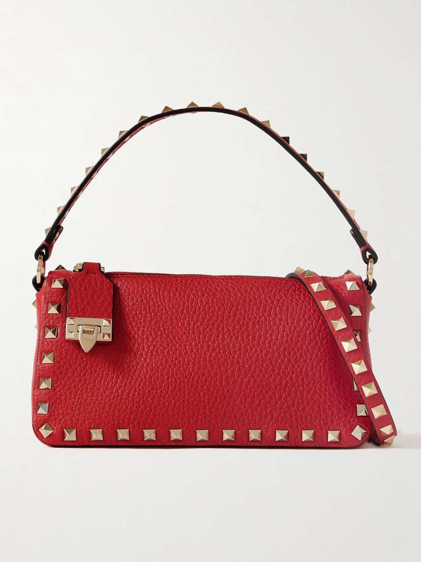 Valentino Garavani Rockstud Small Textured-leather Shoulder Bag