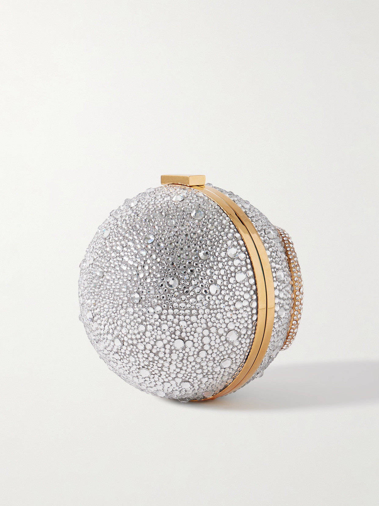Valentino Garavani Vlogo Crystal-embellished Gold- And Silver-tone Clutch In Silver