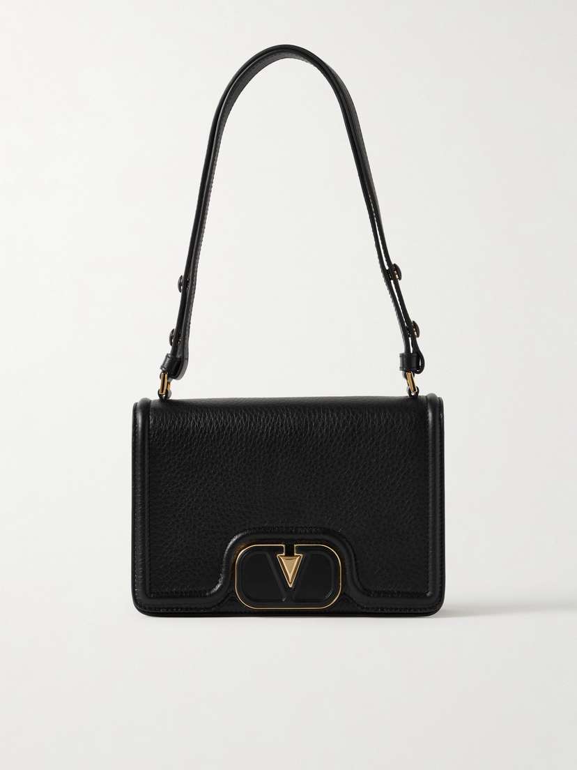 Valentino Garavani Vlogo Small Embellished Textured-leather Shoulder Bag