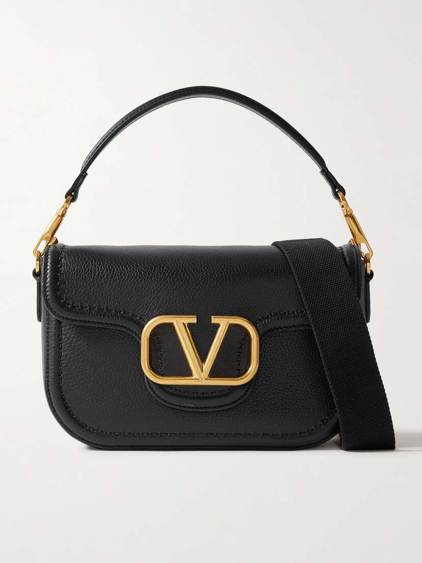 Valentino Garavani Vlogo Embellished Textured-leather Shoulder Bag