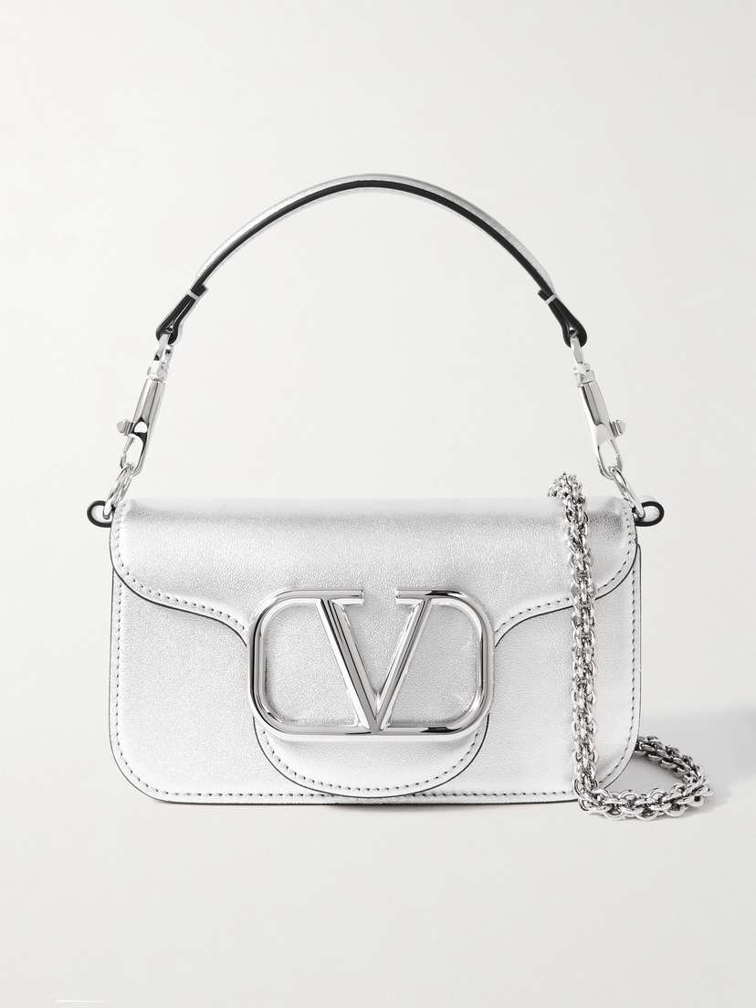 Valentino Garavani Locò Small Metallic Leather Shoulder Bag