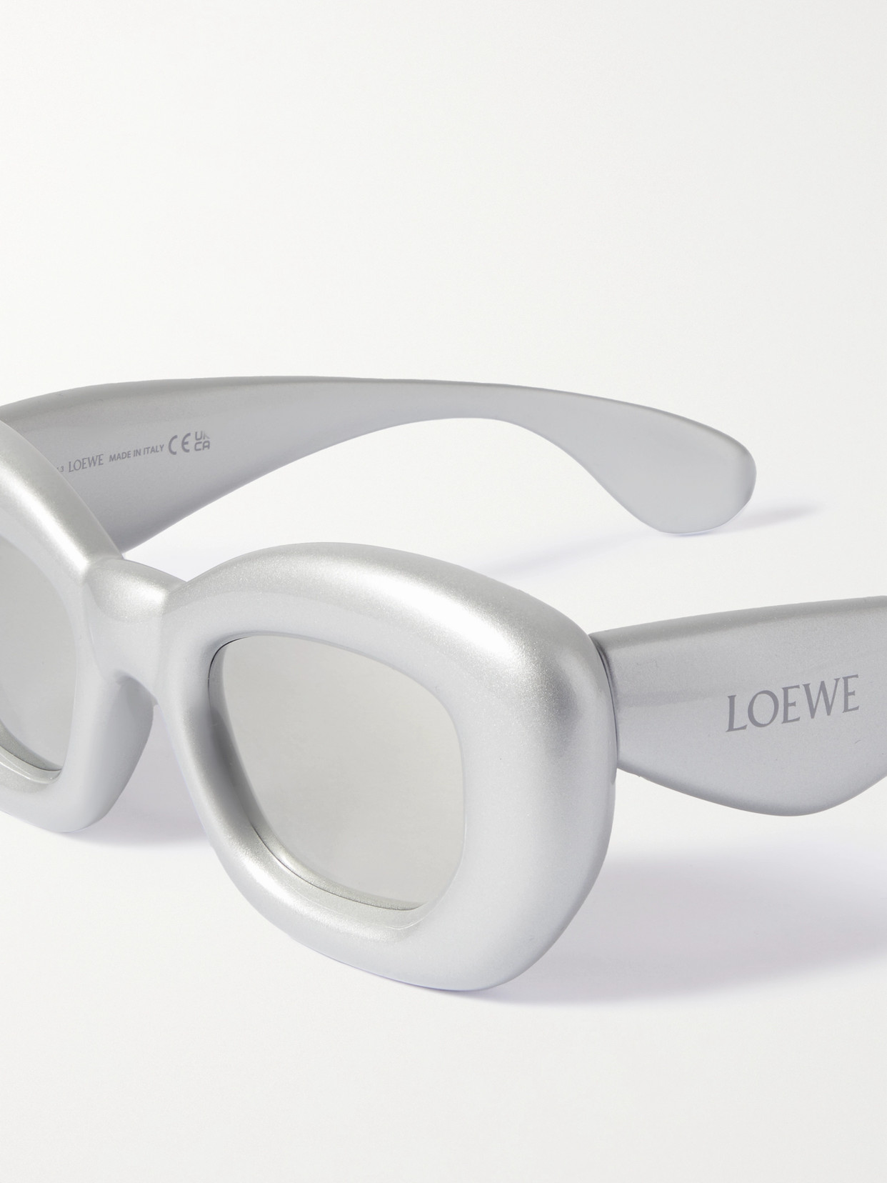 Shop Loewe Inflated Oversized D-frame Acetate Sunglasses In Silver