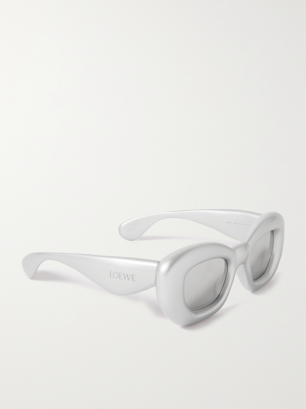 Shop Loewe Inflated Oversized D-frame Acetate Sunglasses In Silver