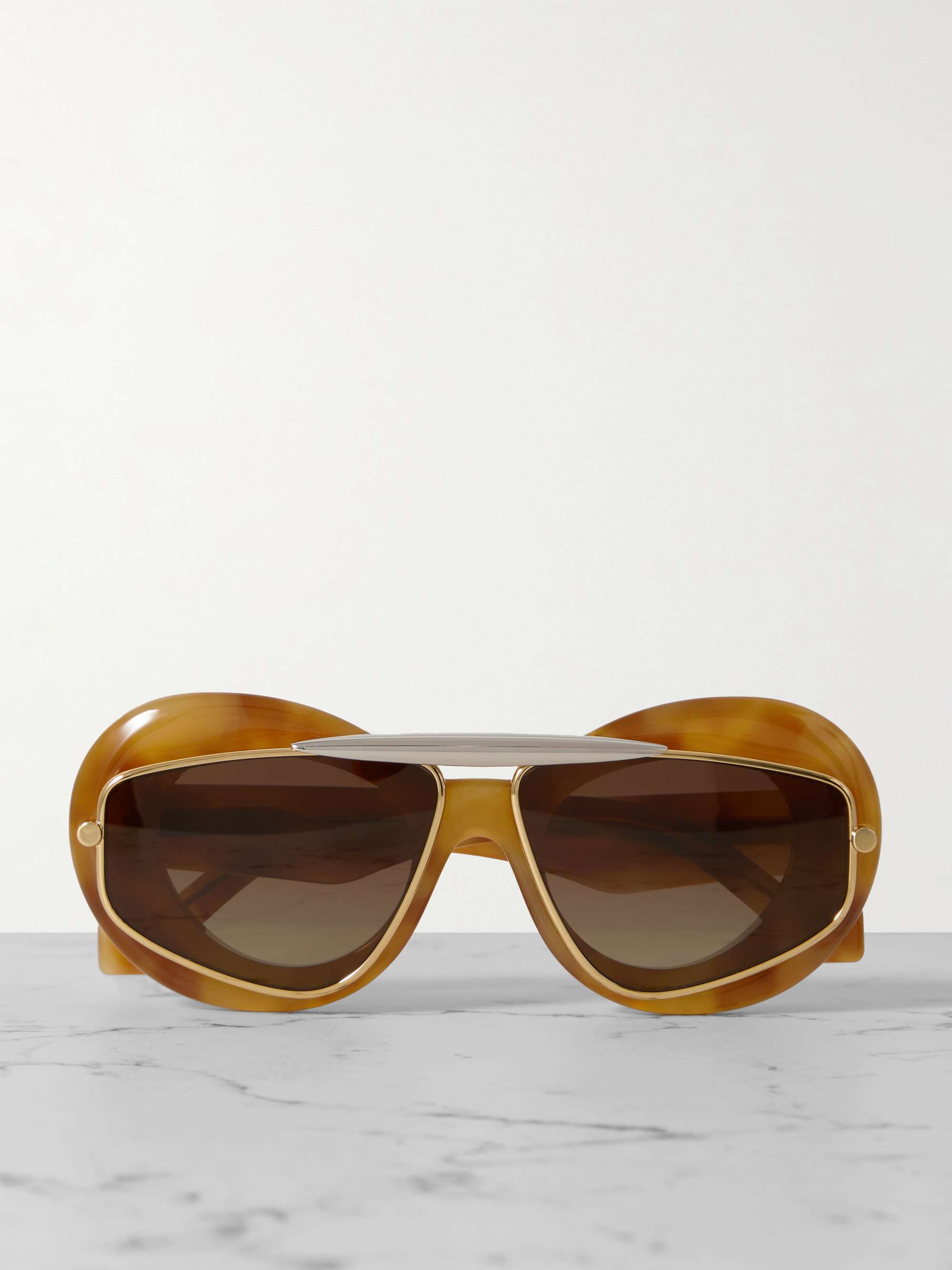 LOEWE EYEWEAR Doubleframe aviatorstyle gold and silvertone and
