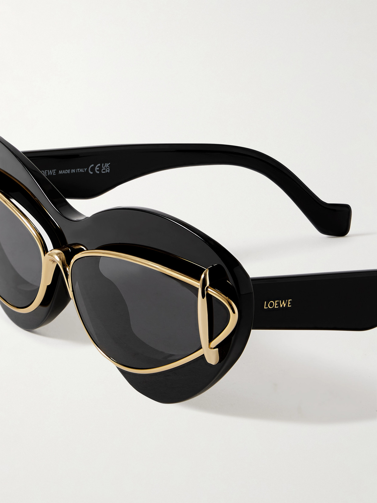 Shop Loewe Double-frame Cat-eye Gold-tone And Acetate Sunglasses In Black