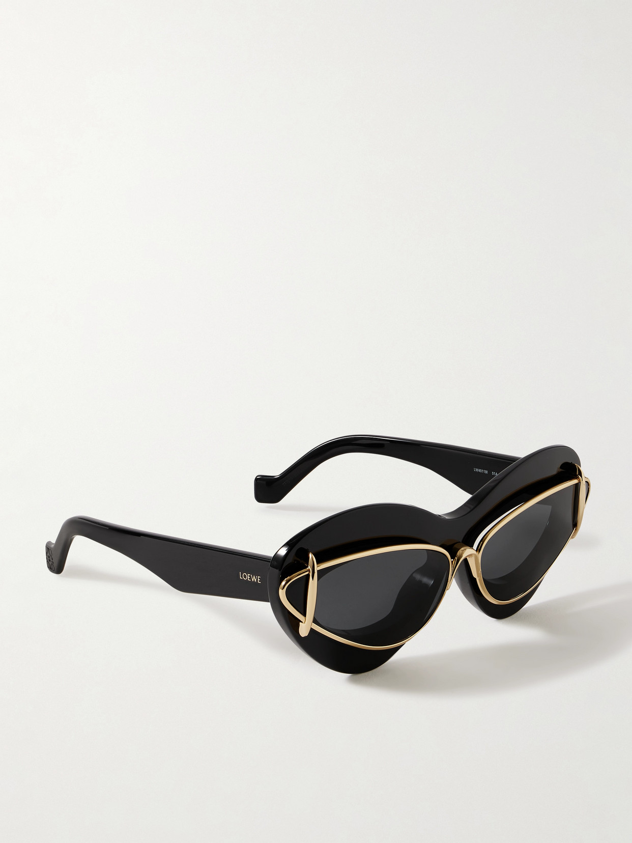 Shop Loewe Double-frame Cat-eye Gold-tone And Acetate Sunglasses In Black