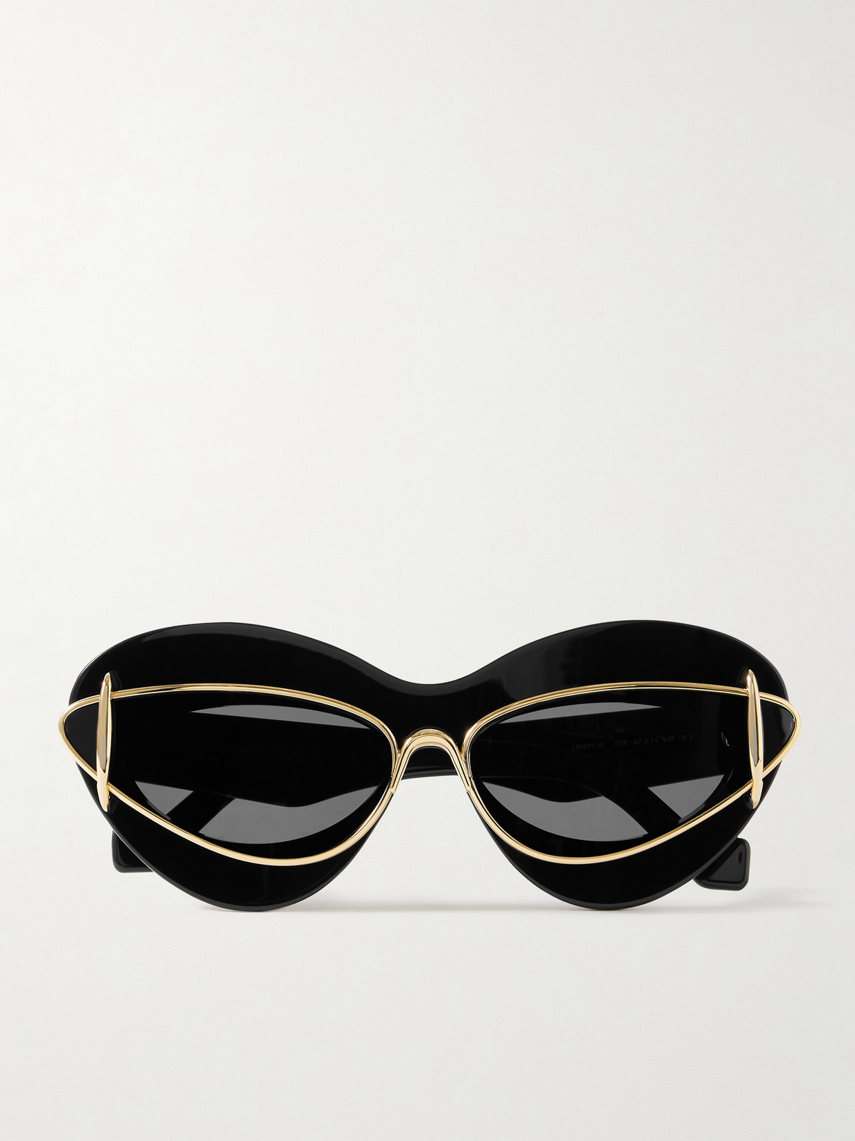 LOEWE DOUBLE-FRAME CAT-EYE GOLD-TONE AND ACETATE SUNGLASSES